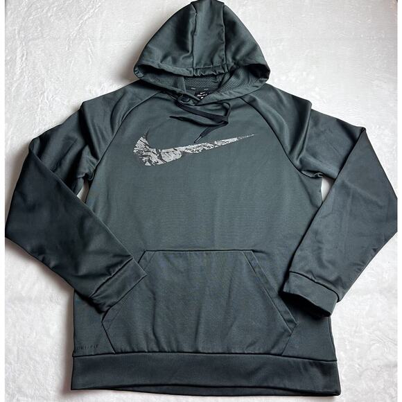 Nike Dri Fit Men’s Size Medium Green Center Swoosh Hooded Sweatshirt - Picture 1 of 7